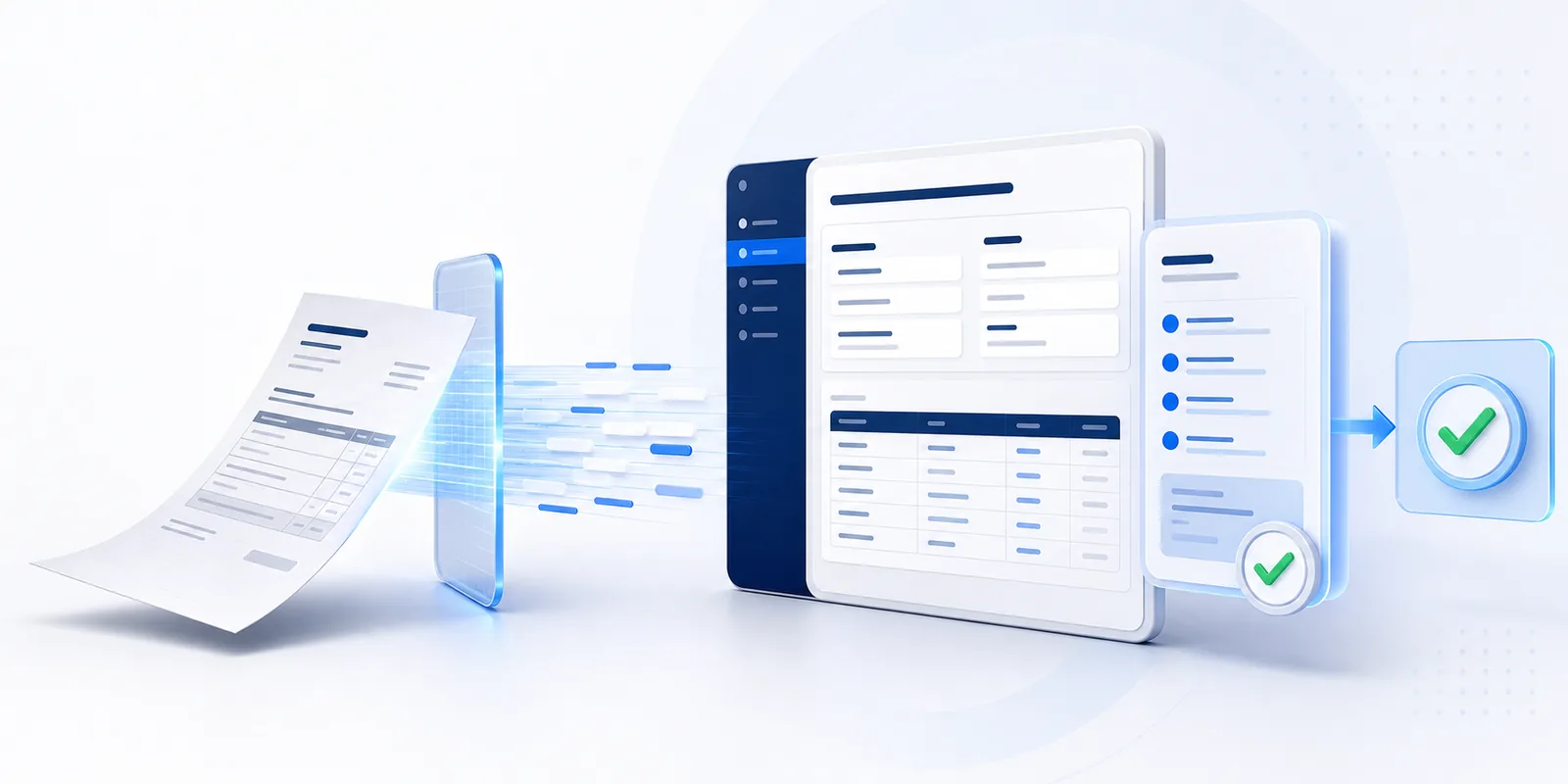 Purchase invoice document becoming structured fields for review before posting