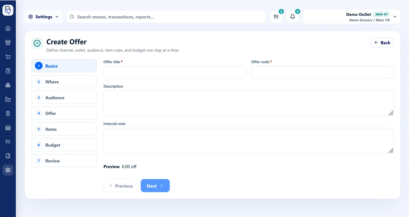 BillingVerse multi-step offer builder